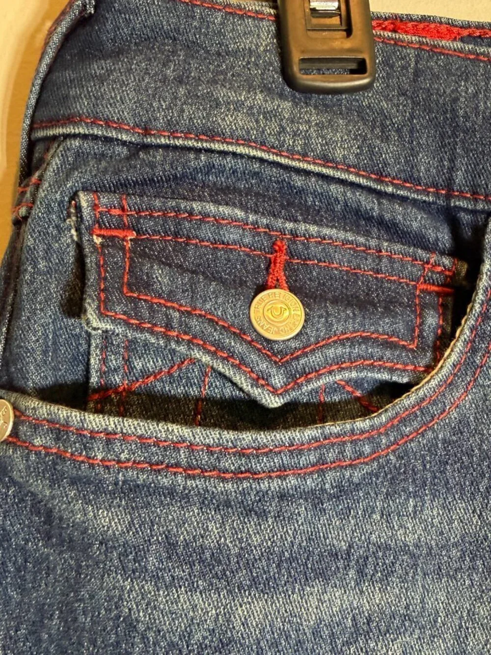 True Religion Ricky Flap Relaxed Straight Denim Jeans Men's 31 Medium Wash NWT